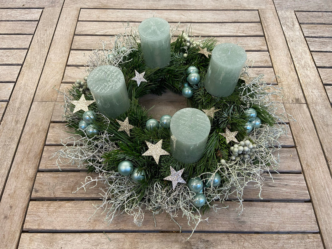 Adventkranz petrol-silber