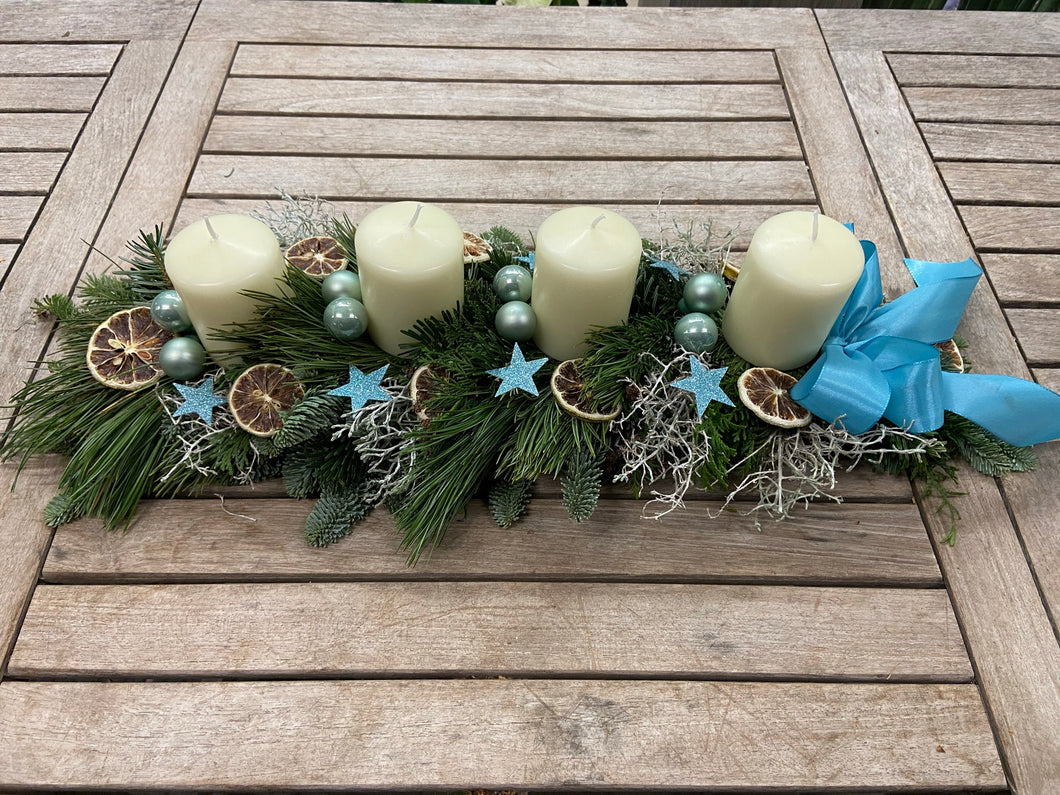 Adventfries grün-blau